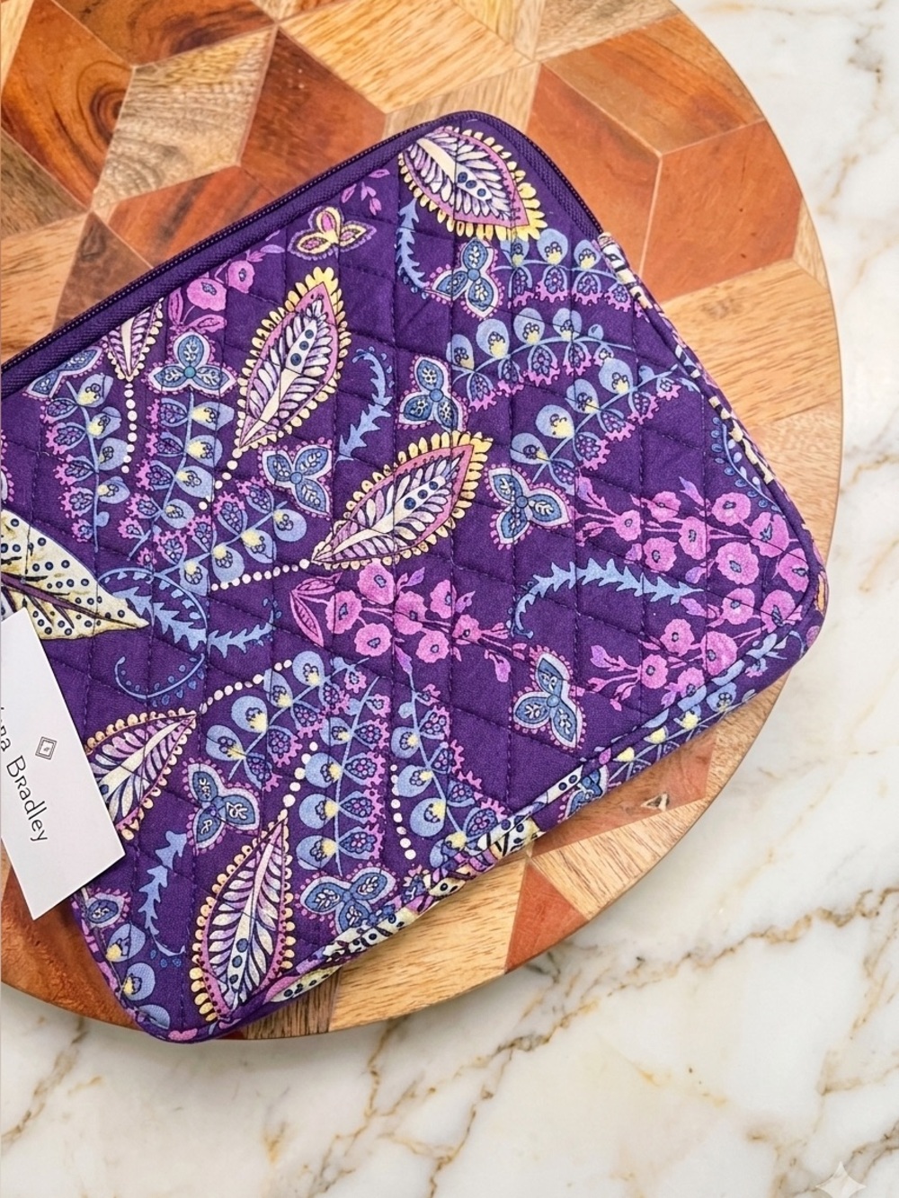 Vera Bradley Purple Paisley Quilted Cosmetic Pouch NWT